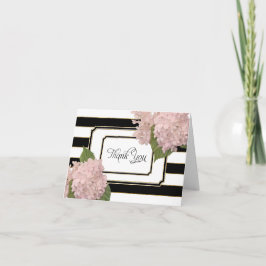 サンキチューカード ハイドランジア フラワー アートデコ ストライプ サンキューカード