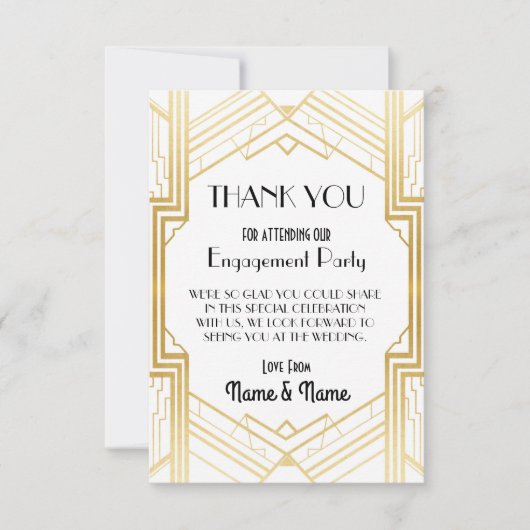 サンキュエンゲージメント ウェディング 1920年代パーティー カード (正面)