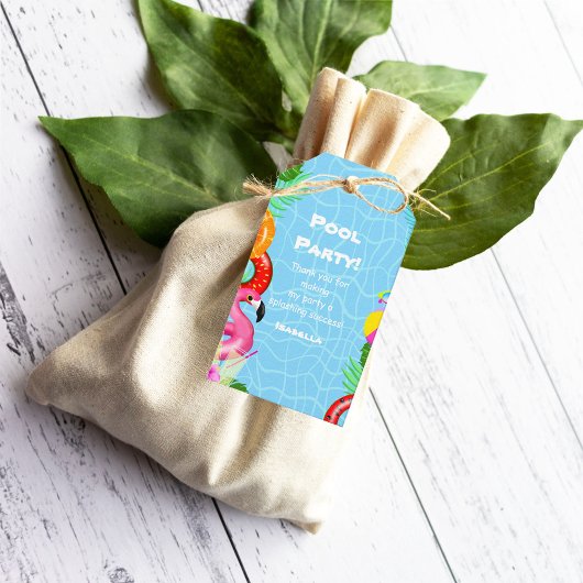 サンキューおもしろいプールパーティースイミング誕生日 ギフトタグ