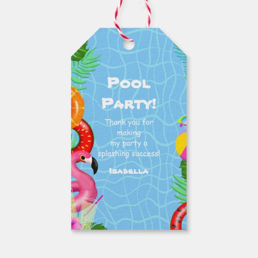 サンキューおもしろいプールパーティースイミング誕生日 ギフトタグ (裏面)