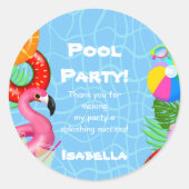 サンキューおもしろいプールパーティースイミング誕生日 ラウンドシール (正面)