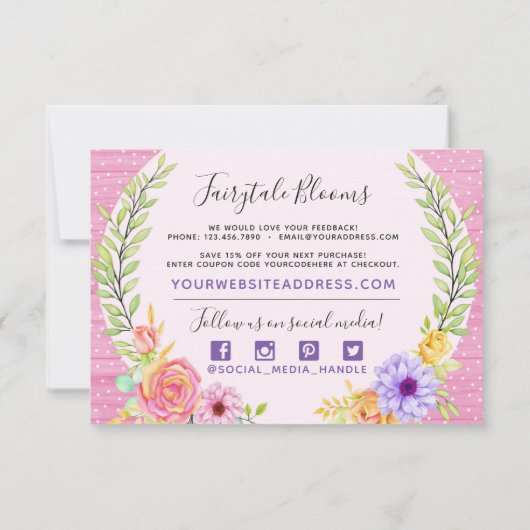 サンキューお洒落フローラバラ素朴ウッドカード 招待状 (裏面)