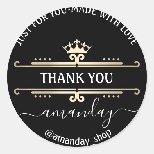 サンキューくもの巣ブティックショップクラウンブラック ラウンドシール (正面)