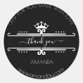 サンキューくもの巣ブティックショップネームブラッククラウン ラウンドシール