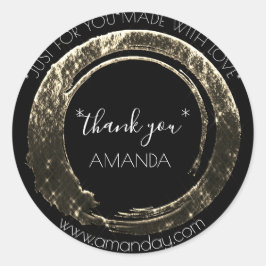 サンキューくもの巣ブティックショップネームブラック金ゴールド ラウンドシール