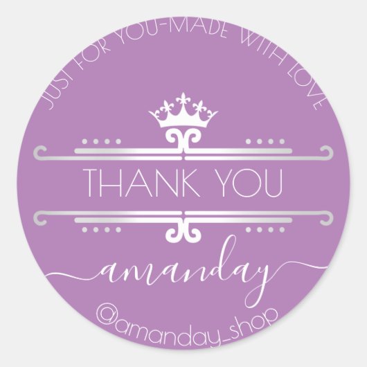 サンキューくもの巣ブティック王室のショップクラウンパープル ラウンドシール (正面)