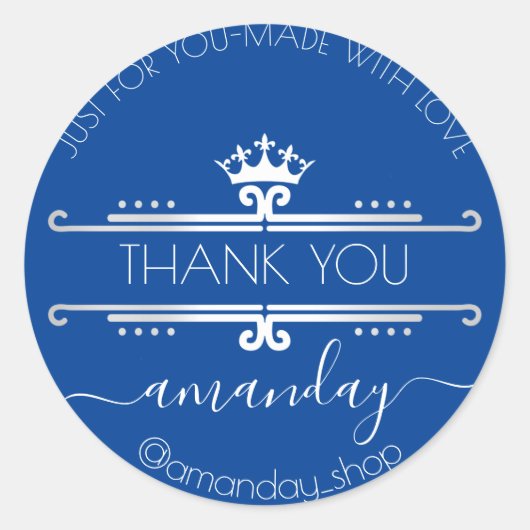 サンキューくもの巣ブティック王室のショップクラウンブルー ラウンドシール (正面)
