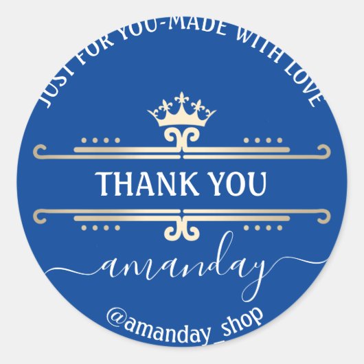 サンキューくもの巣ブティック王室のショップクラウンブルー ラウンドシール (正面)