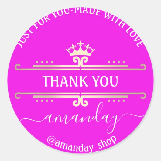 サンキューくもの巣ブティック王室のショップクラウンホットピンキー ラウンドシール (正面)