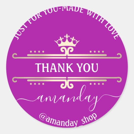 サンキューくもの巣ブティック王室のショップクラウンホットピンク ラウンドシール (正面)