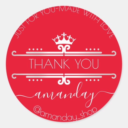 サンキューくもの巣ブティック王室のショップクラウンレッド ラウンドシール (正面)
