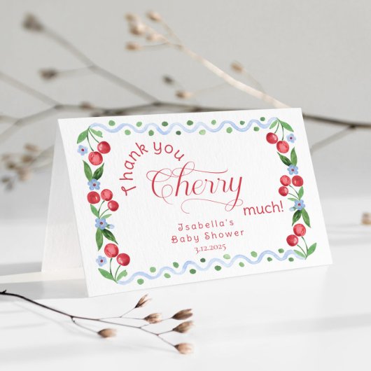 サンキューさくらんぼマルーブルートレンディーサンキューカード サンキューカード