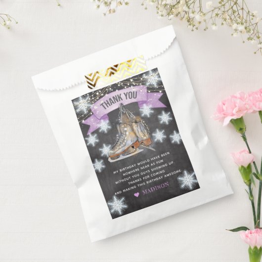 サンキューアイススケートで滑るガール誕生日 フェイバーバッグ (封をした状態)