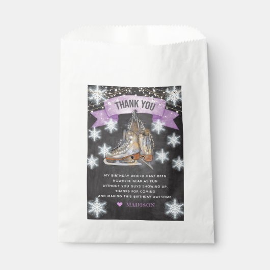 サンキューアイススケートで滑るガール誕生日 フェイバーバッグ (正面)