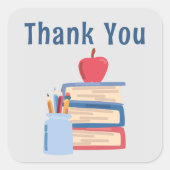 サンキューアップル新学期先生キッズ スクエアシール (正面)