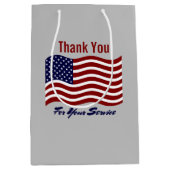 サンキューアメリカンフラッグ退役軍人 ミディアムペーパーバッグ (正面)
