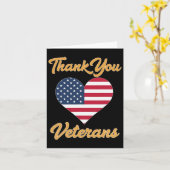 サンキューアメリカ国旗ハート退役軍人愛国者 カード (黄色い花)