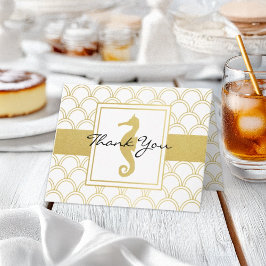 サンキューアールデコウェーブ金ゴールドグリッターシーホースカード サンキューカード