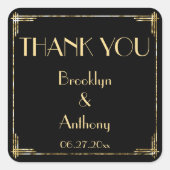 サンキューアールデコ結婚式用シールゴールドフォイル スクエアシール (正面)