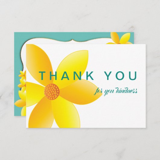 サンキューイエローデイジーアクアブルー サンキューカード (正面/裏面)