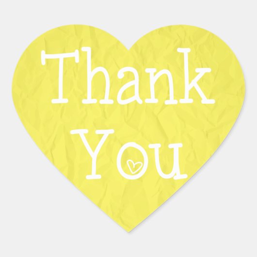 サンキューイエローハートステッカー ハートシール (正面)