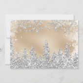 サンキューウィンターシルバー雪の松の金ゴールド赤ちゃんシャワー サンキューカード (裏面)