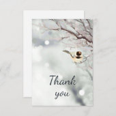 サンキューウィンター霜の降りたツリー《鳥》アメリカゴガラバードアート サンキューカード (正面/裏面)