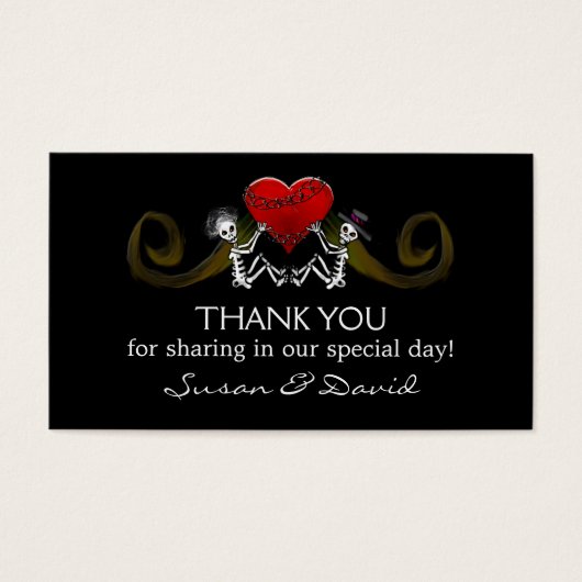 サンキューウェディングカード – スケルトン保持ハート (正面)