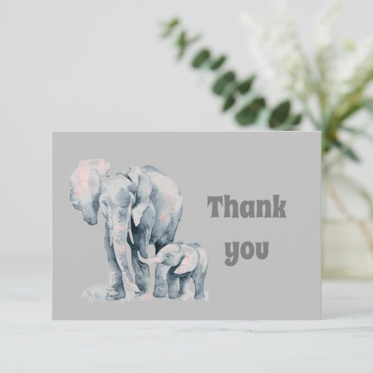 サンキューウォーターカラーエレファントファミリー サンキューカード (スタンド正面)