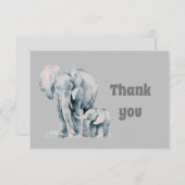 サンキューウォーターカラーエレファントファミリー サンキューカード (正面/裏面)