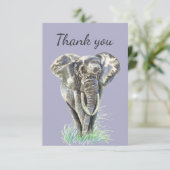 サンキューウォーターカラーエレファントワイルドライフ自然 サンキューカード (スタンド正面)