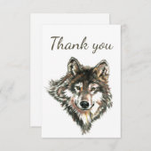 サンキューウォーターカラーオオカミ動物野生動物 サンキューカード (正面/裏面)