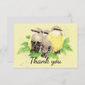 サンキューウォーターカラーキングバードファミリーアート サンキューカード (正面/裏面)