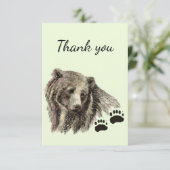 サンキューウォーターカラーグリズリーベア動物自然 サンキューカード (スタンド正面)