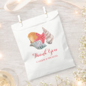 サンキューウォーターカラーシーシェルビーチ結婚式 フェイバーバッグ (クリップ留めされた状態)