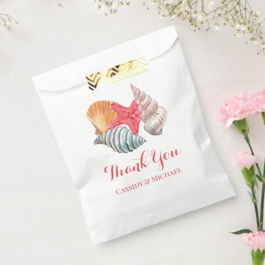 サンキューウォーターカラーシーシェルビーチ結婚式 フェイバーバッグ (封をした状態)