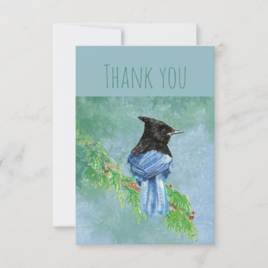 サンキューウォーターカラーステラJayバードアート自然 サンキューカード (正面)