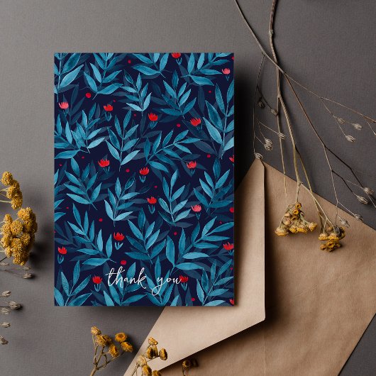 サンキューウォーターカラーナイトガーデン – ターコイズ サンキューカード