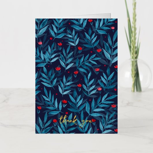 サンキューウォーターカラーナイトガーデン – ターコイズ 箔シーズンカード (正面)