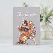 サンキューウォーターカラーハウリングコヨーテ自然アート サンキューカード (スタンド正面)