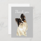 サンキューウォーターカラーパピロンドッグペット サンキューカード (正面/裏面)