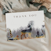 サンキューウォーターカラーフォレストウッドランドディアー カード