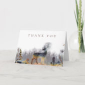 サンキューウォーターカラーフォレストウッドランドディアー カード (正面)