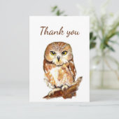 サンキューウォーターカラーフクロウ鳥野獣自然 サンキューカード (スタンド正面)
