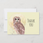 サンキューウォーターカラーフクロムーンバード自然アート サンキューカード (正面)