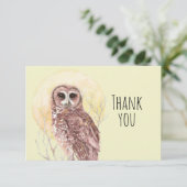 サンキューウォーターカラーフクロムーンバード自然アート サンキューカード (スタンド正面)