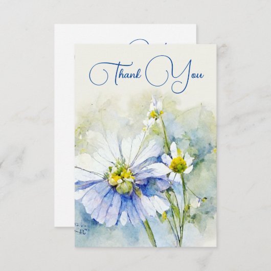 サンキューウォーターカラーフラワーカード サンキューカード (正面/裏面)