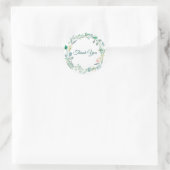 サンキューウォーターカラーフローラと緑のリース ラウンドシール (バッグ)