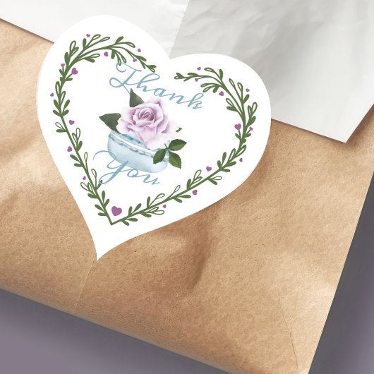 サンキューウォーターカラーフローラブルーマカロンベーカリー ハートシール