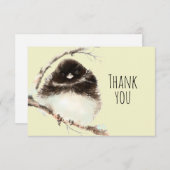 サンキューウォーターカラーフワフワ鳥自然アート サンキューカード (正面/裏面)